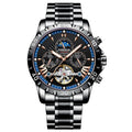 POEDAGAR 1410 Two-Tone Chronograph in Black / Black Dial