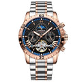 POEDAGAR 1410 Two-Tone Chronograph in Rose Gold / Black Dial, Blue Bezel