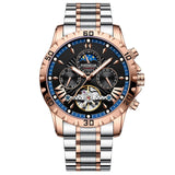Rose Gold / Black Dial, Blue Bezel