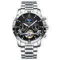 POEDAGAR 1410 Two-Tone Chronograph in Silver / Black Dial