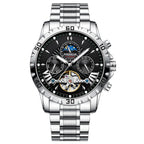 POEDAGAR 1410 Two-Tone Chronograph in Silver / Black Dial