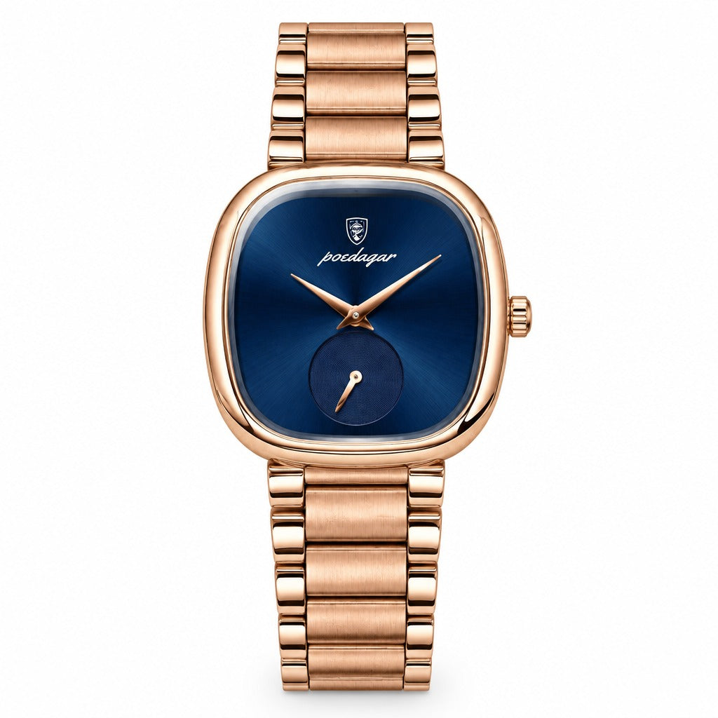 POEDAGAR 783 Square in Rose Gold / Blue Dial