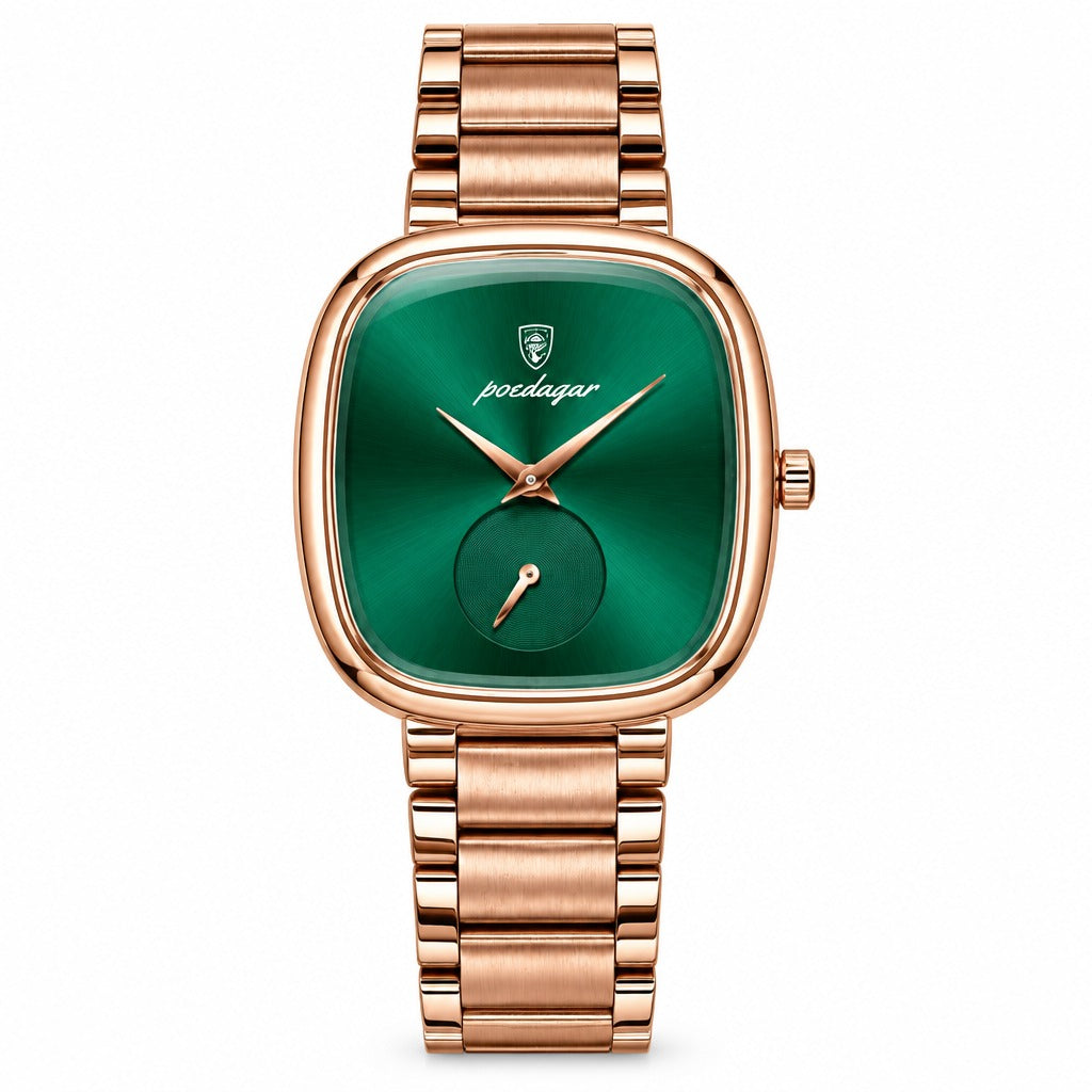 POEDAGAR 783 Square in Rose Gold / Green Dial