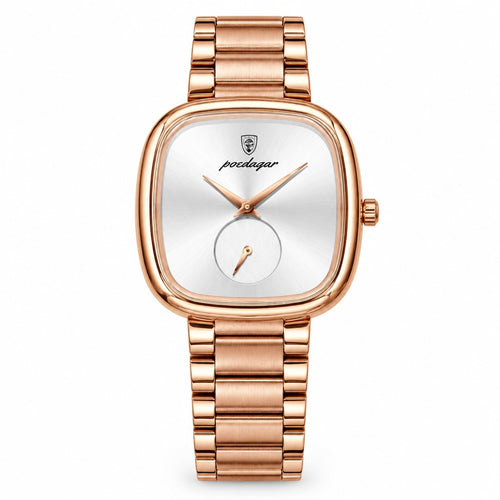 POEDAGAR 783 Square in Rose Gold / White Dial