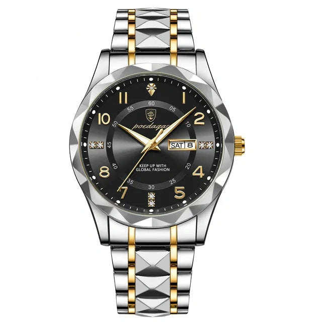 POEDAGAR 858 Faceted Day-Date in Gold / Black Dial