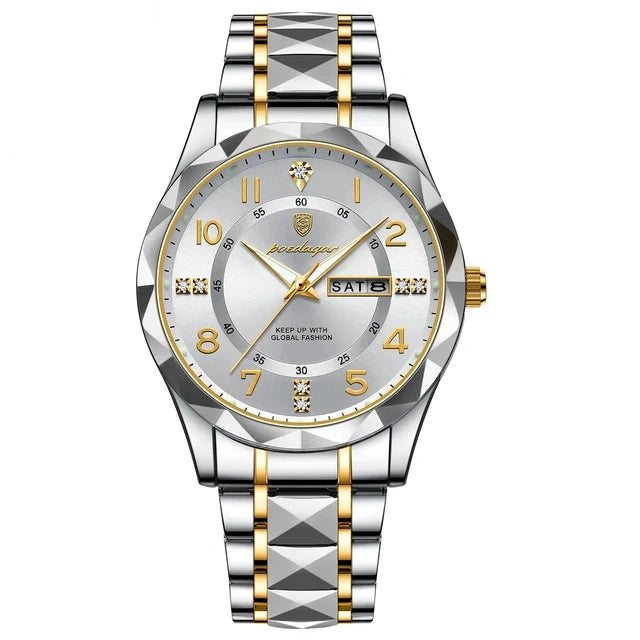 POEDAGAR 858 Faceted Day-Date in Gold / White Dial
