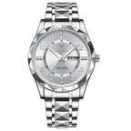POEDAGAR 858 Faceted Day-Date in Silver / White Dial
