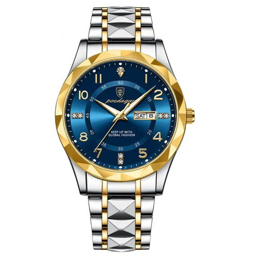 POEDAGAR 858 Faceted Day-Date in Two-Tone Gold / Blue Dial