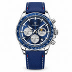 POEDAGAR 879 Moon Phase Chronograph in Silver / Blue Dial