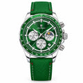 POEDAGAR 879 Moon Phase Chronograph in Silver / Green Dial
