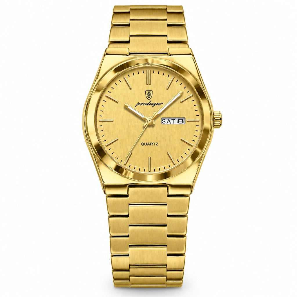 POEDAGAR 930 Sunray Day-Date in Gold / Gold Dial