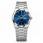 POEDAGAR 930 Sunray Day-Date in Silver / Blue Dial