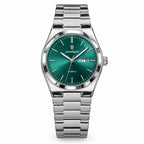 POEDAGAR 930 Sunray Day-Date in Silver / Green Dial