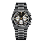 POEDAGAR 970 Steel Chronograph in Black / Black Dial