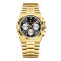 POEDAGAR 970 Steel Chronograph in Gold / Black Dial
