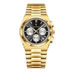 POEDAGAR 970 Steel Chronograph in Gold / Black Dial
