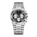 POEDAGAR 970 Steel Chronograph in Silver / Black Dial