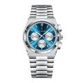 POEDAGAR 970 Steel Chronograph in Silver / Blue Dial